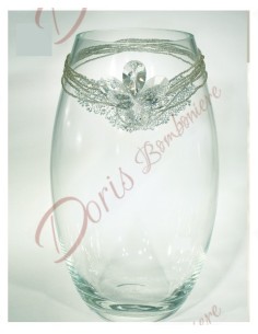 Vaso in vetro con fiori cristallo h 30 cm 18085 Made in Italy Regali