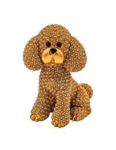 Bomboniera cagnolino, dettagli dorati, formato piccolo – 10 × 7,2 × 