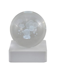 Souvenir de baptême : lampe ourson, avec base blanche, carré, grand 