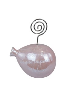 Bomboniera clip portamemo palloncino, LED, rosa