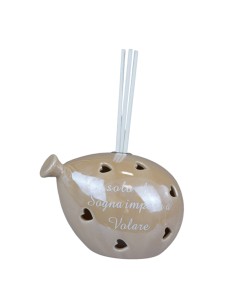Souvenir de baptême : diffuseur de parfum ballon, LED, taupe, petit 