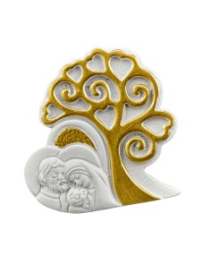 Souvenir de baptême : aimant Sainte Famille, arbre de vie, détails d