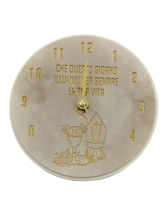 Bomboniera orologio Comunione e Cresima, tondo, dettagli dorati – D.