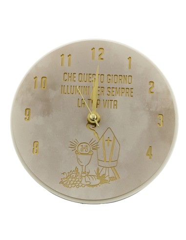 Bomboniera orologio Comunione e Cresima, tondo, dettagli dorati – D.