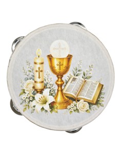 Souvenir de cérémonie : tambourin décoratif calice de Première Commu