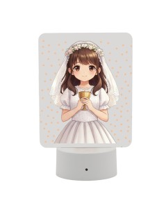 Bomboniera lampada bambina alla Prima Comunione, LED – D.8 H.16 cm