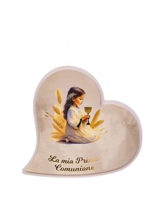 Bomboniera profumatore bambina alla Prima Comunione, a cuore, dettag