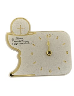 Souvenir de cérémonie : horloge calice de Première Communion, détail