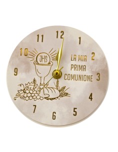 Bomboniera orologio calice della Prima Comunione, tondo, dettagli do