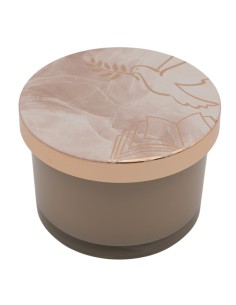 Gastgeschenk: Kerze Firmung, taupe, goldfarbene Details – 6,5 × 8 cm