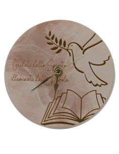 Souvenir de cérémonie : horloge Confirmation, rond, détails dorés – 