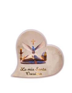 Bomboniera profumatore Santa Cresima, a cuore, dettagli dorati, form