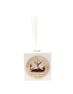 Gastgeschenk: Duftspender Firmung, quadratisch, goldfarbene Details 