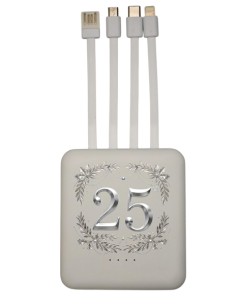 Gastgeschenk: Powerbank 25. Hochzeitstag – 8 × 9 × 2,5 cm