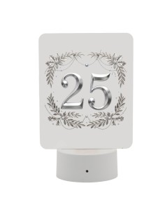 Bomboniera lampada 25° anniversario di matrimonio, LED – D.8 H.16 cm
