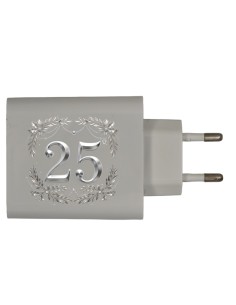 Gastgeschenk: Mehrfachsteckdose 25. Hochzeitstag – 8 × 5,5 × 3 cm