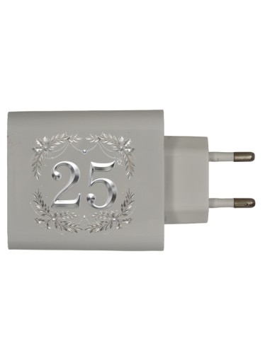 Gastgeschenk: Mehrfachsteckdose 25. Hochzeitstag – 8 × 5,5 × 3 cm