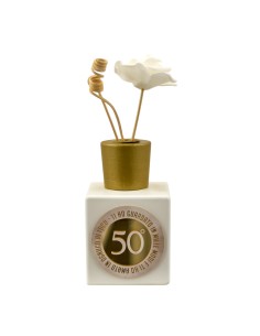 Celebration favour: scent diffuser 50th wedding anniversary, gold-to