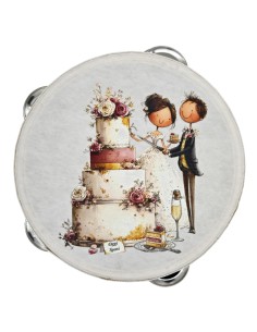 Bomboniera tamburello decorativo sposi sulla torta – D.15 cm