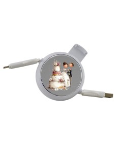 Celebration favour: multifunction cable newlyweds on a cake, round –