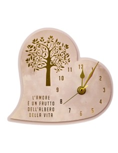 Gastgeschenk: Uhr Lebensbaum, herzförmig, goldfarbene Details – 19 ×