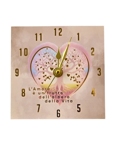 Bomboniera orologio albero della vita, quadrato, dettagli dorati – 1