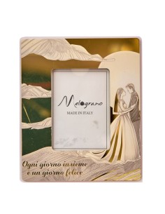 Celebration favour: photo frame newlywed couple, gold-tone details, 