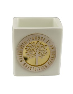 Bomboniera vasetto albero della vita, cubo, dettagli dorati – H.6 × 