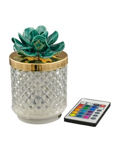 Favour: lamp Diamond with Capodimonte-style flower, LED, green