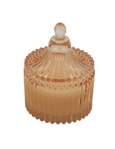 Kerze als Gastgeschenk: Prisma rund geriffelt, lachsrosa, klein