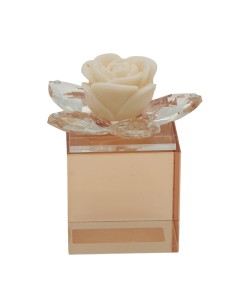 Bomboniera candela Prisma cubo con stella White e rosa in cera