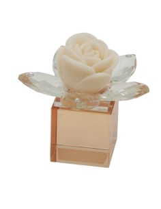 Bomboniera candela Prisma cubo con stella White e rosa in cera