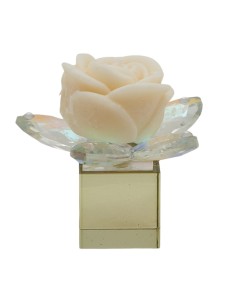 Bougie souvenir : Prisma cube avec étoile Iris et rose en cire