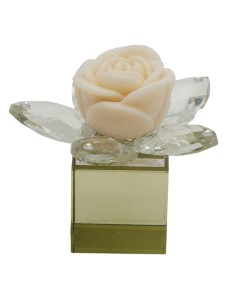 Bomboniera candela Prisma cubo con stella White e rosa in cera