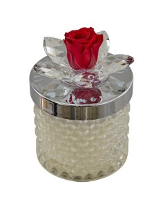 Kerze als Gastgeschenk: Diamond mit stabilisierter Rose in rot