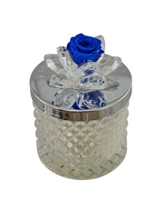 Kerze als Gastgeschenk: Diamond mit stabilisierter Rose in blau