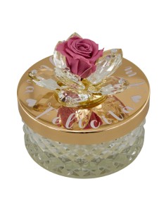 Kerze als Gastgeschenk: Diamond mit stabilisierter Rose in Cherry