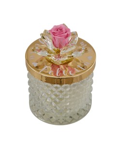 Candle favour: Diamond with preserved rose in Cherry, gold-tone