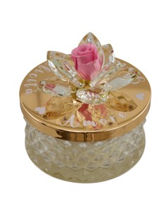 Bougie souvenir : Diamond avec rose stabilisée rose, doré, grand
