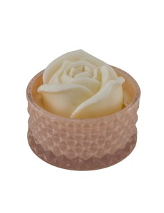 Kerze als Gastgeschenk: Diamond in Rosenform, puderrosa, groß
