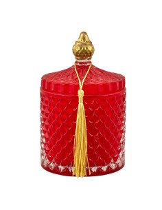 Candle favour: Diamond, red, gold-tone, medium – Ø 8,5 H 14 cm