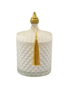 Candle favour: Diamond, white, gold-tone, large – Ø 10,5 H 17,5 cm
