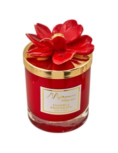 Candle favour: smooth Capodimonte Punto Oro, red, gold-tone, large