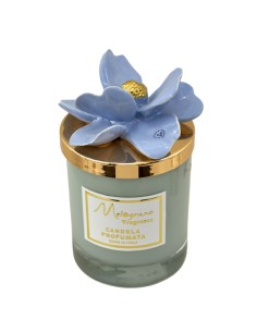 Bomboniera candela liscia Capodimonte Punto Oro, blu avion, oro