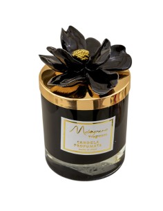 Bomboniera candela liscia Capodimonte Punto Oro, nero, oro, grande