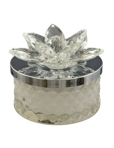 Kerze als Gastgeschenk: Diamond mit Kristallblüte, silberfarben