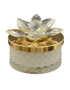 Bougie souvenir : Diamond avec fleur en cristal, doré, grand format