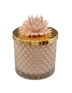 Bomboniera candela Diamond con corallo decorativo, cipria, grande