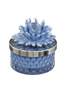 Bomboniera candela Diamond con corallo decorativo, blu, media bassa