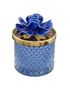 Kerze als Gastgeschenk: Diamond Capodimonte, blau, mittel – Ø 8,5 H